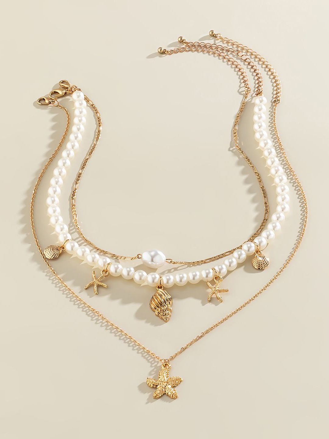 Gold-Plated Pearls Layered Chain