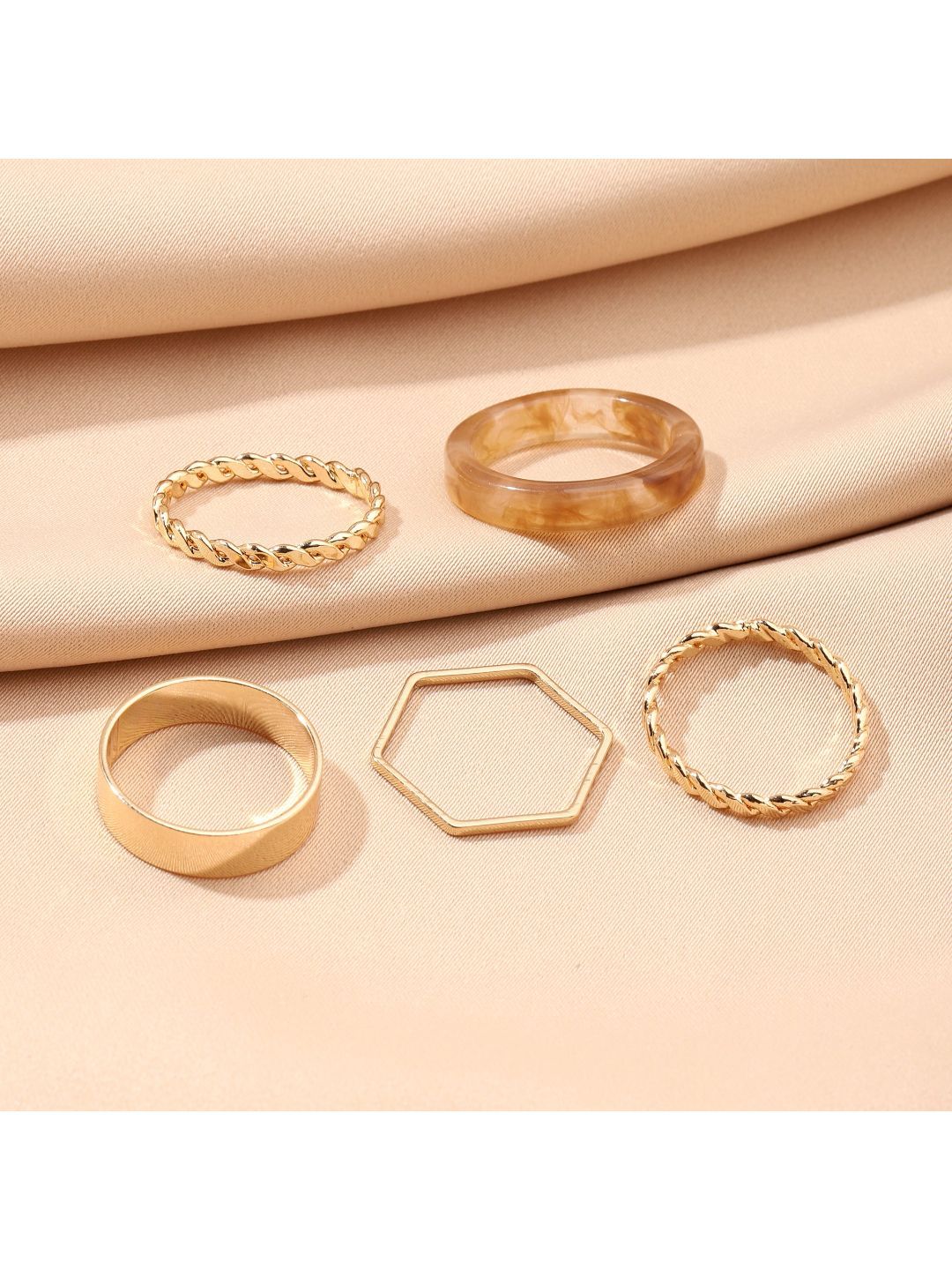 SALTY Set Of 5 Lushy Mushy Stylish Adjustable Finger Ring