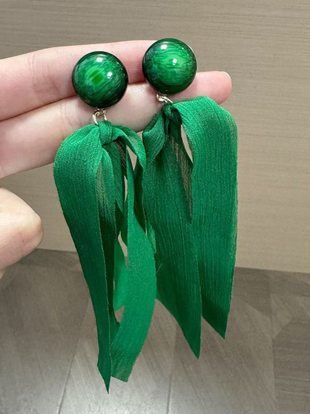 Artificial Stones Studded Circular Shaped Drop Earrings