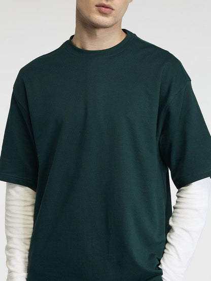Men Pine Trackline Oversized Printed Cotton Tee