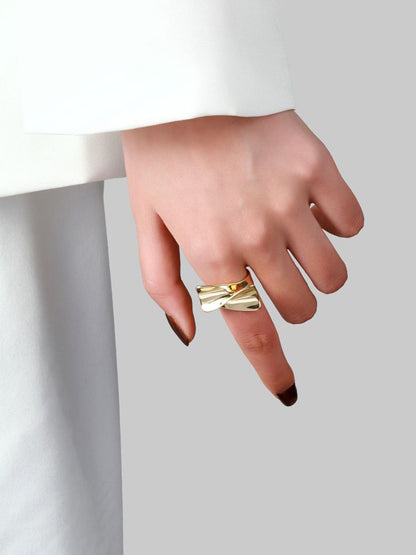 SALTY Women & Girls Gilded Statement Curve Stylish Adjustable Finger Ring