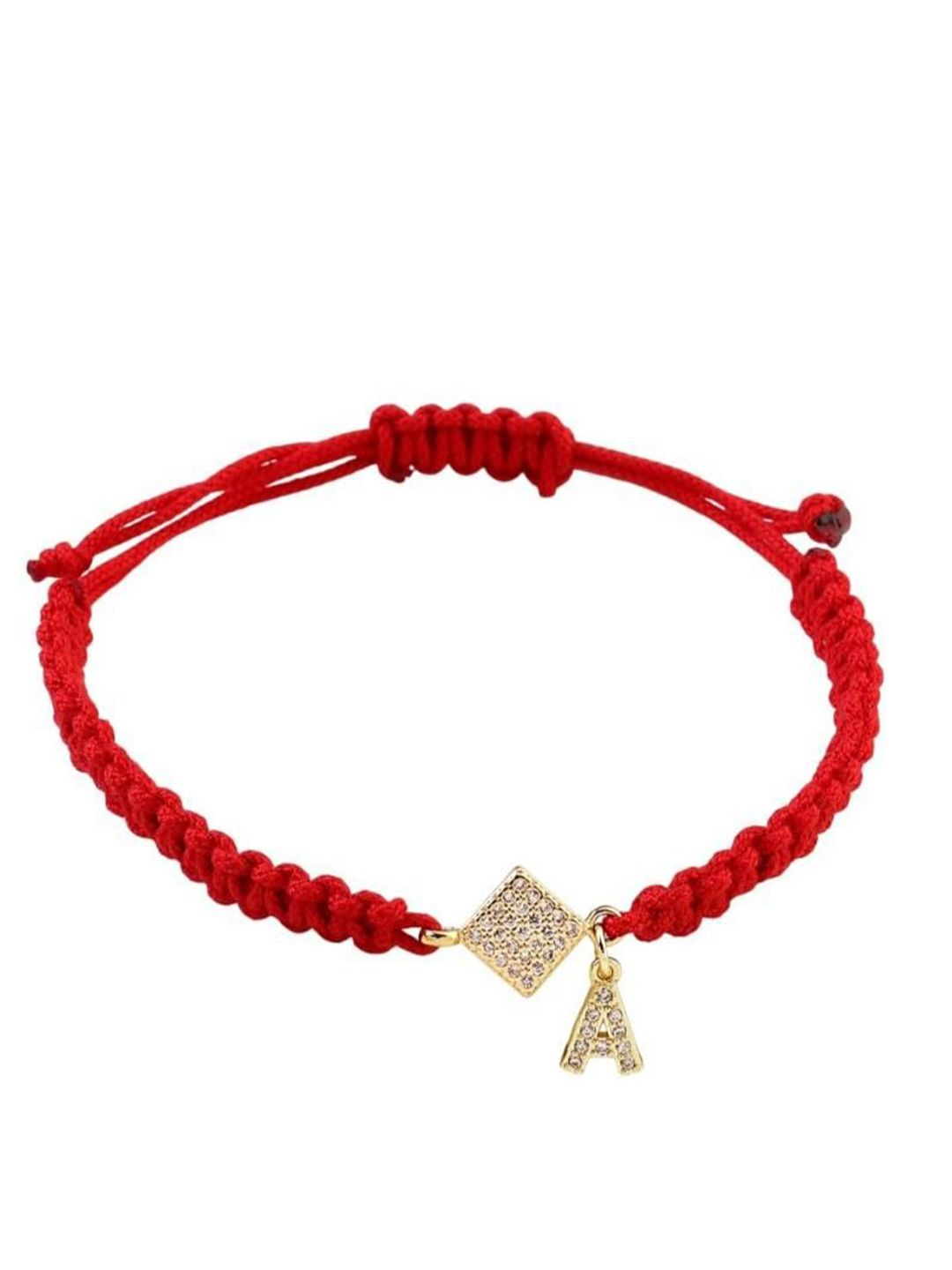 SALTY Women Stainless Steel Stone Studded Alphabet D Wraparound Thread Bracelet