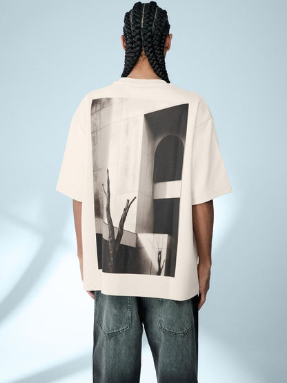 Short sleeve fleece print T-shirt