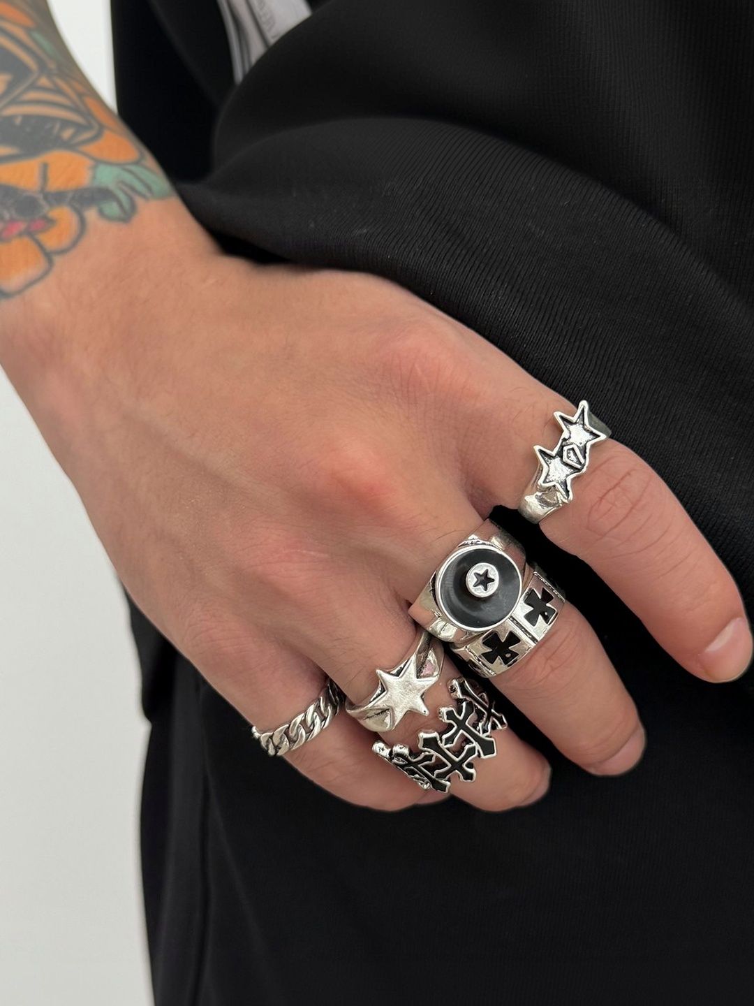 Set of 6 Silver-Plated Finger Ring