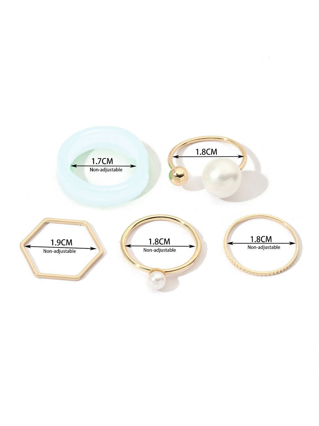 SALTY Set Of 5 Groove Stylish Adjustable Finger Ring