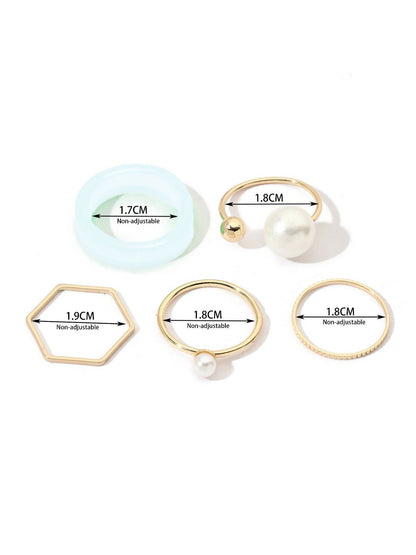 SALTY Set Of 5 Groove Stylish Adjustable Finger Ring