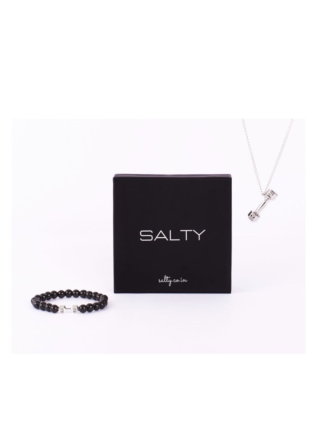 SALTY Dumbbell Chain & Strength Beaded Stone Band Jewellery Set