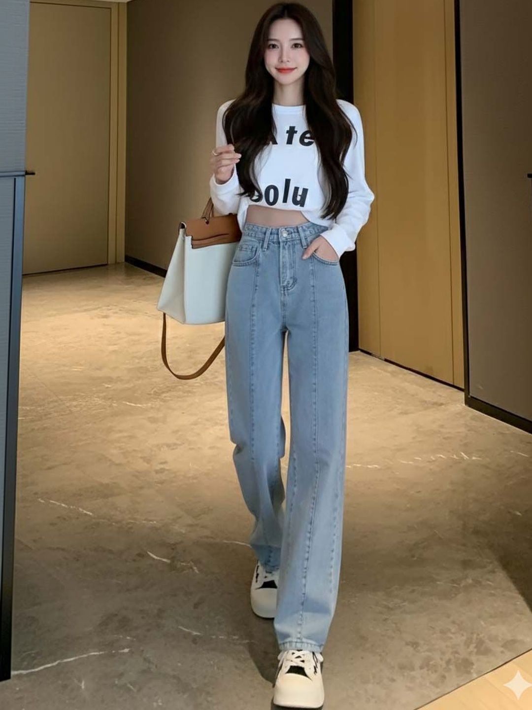 Women Straight Motion Man Wide Leg High-Rise Light Fade Stretchable Jeans