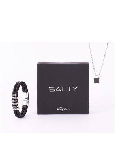SALTY Midnight Charisma Chain & Crown Line Clawed Bracelet Jewellery Set