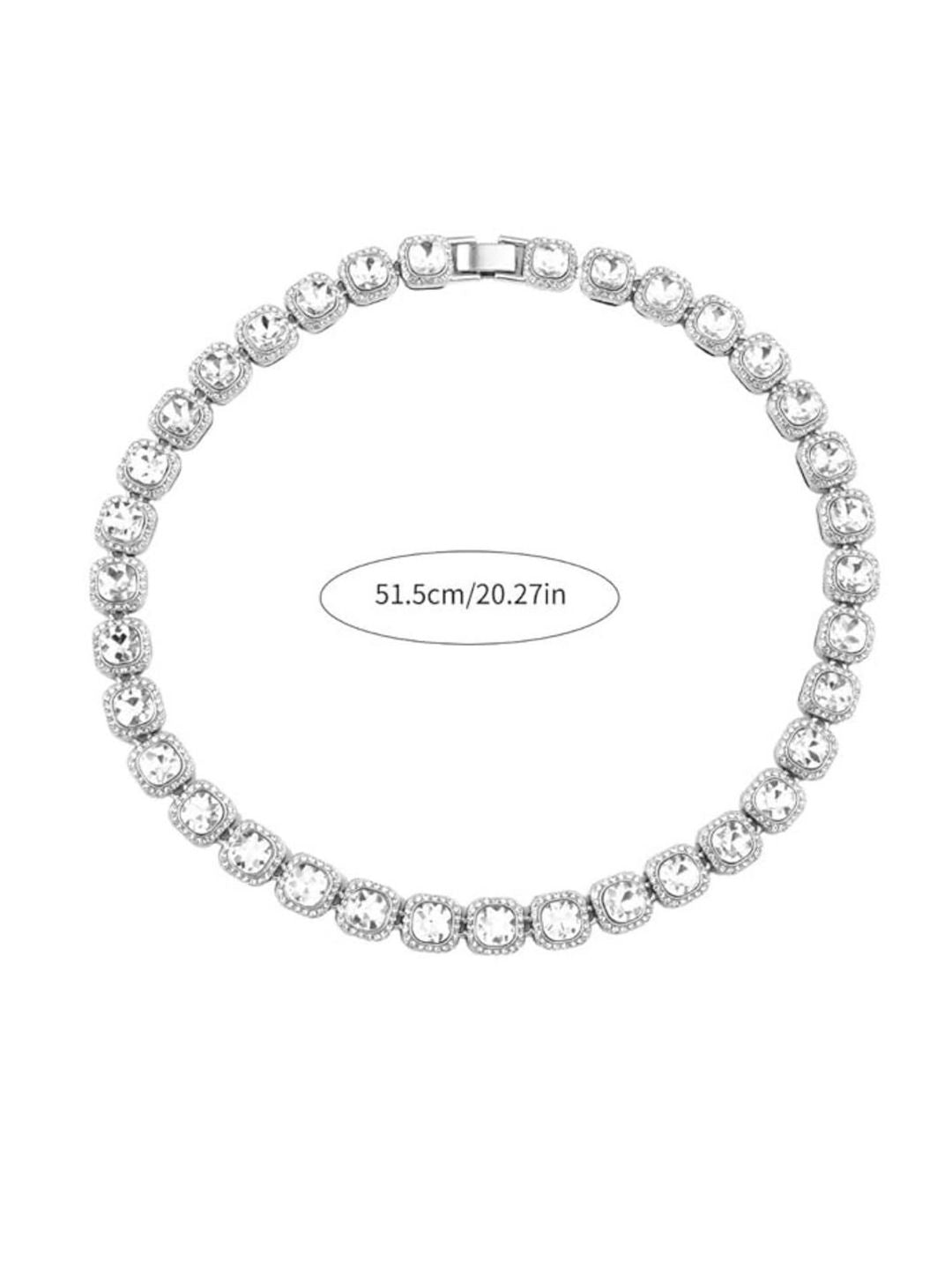 SALTY Men Stainless Steel Clavicle Diamond-Studded Necklace and Bracelet Set