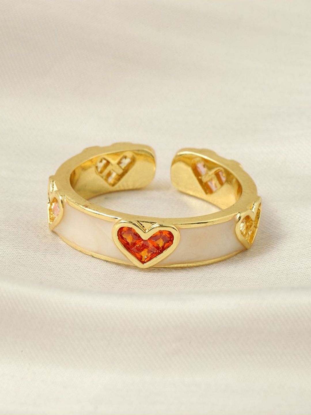 SALTY 14KT Gold Plated Stone Studded Finger Ring