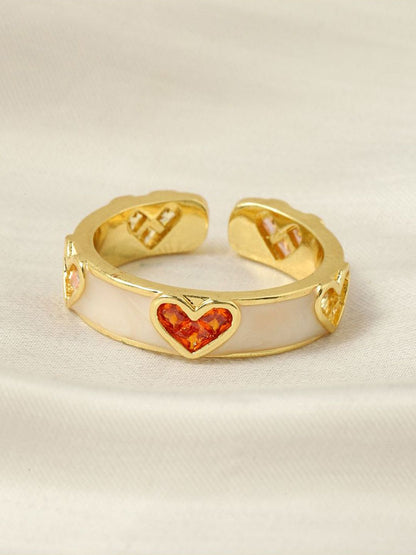 SALTY 14KT Gold Plated Stone Studded Finger Ring