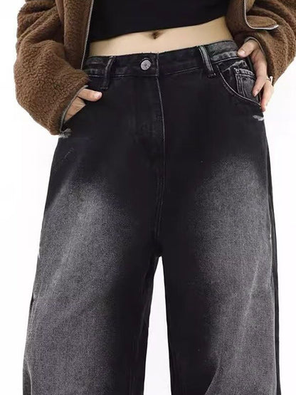 Men Wide Leg Mid-Rise Dark Fade Jeans