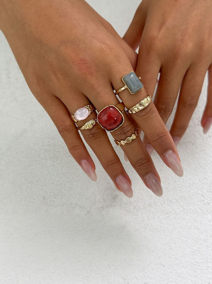 Women Set Of 6 Gold-Plated Stones Studded Finger Ring