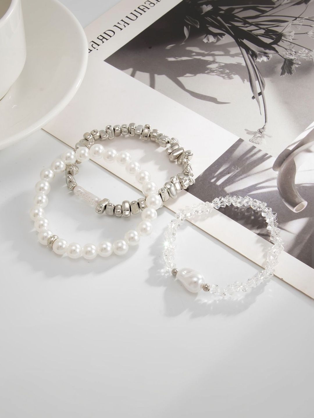 Women 3 Handcrafted Silver-Plated Bracelet