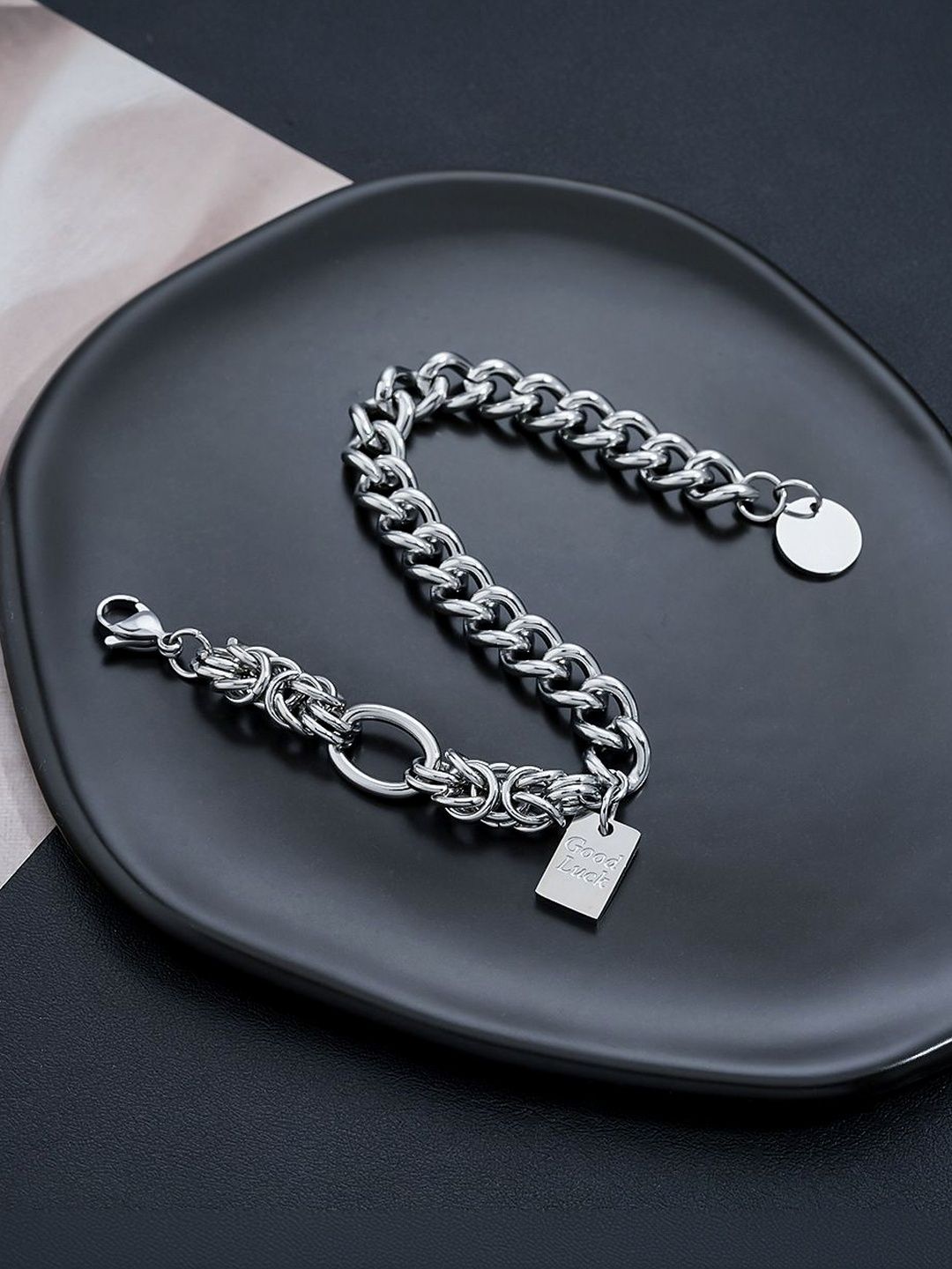 Men Handcrafted Silver-Plated Link Bracelet
