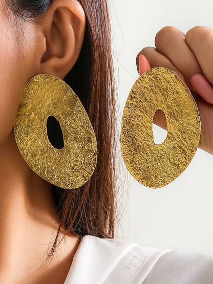 Gold-Plated Oval Chunky Drop Earrings