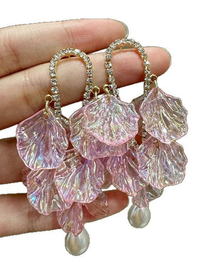Gold Plated Pearls beaded Contemporary Drop Earrings
