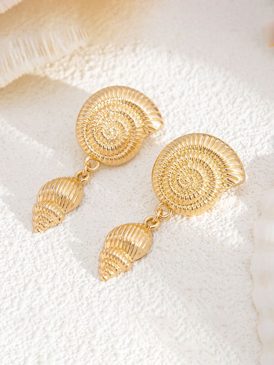 Gold-Plated Contemporary Drop Earrings