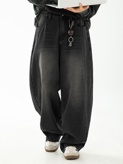 Men Wide Leg Mid-Rise Jeans