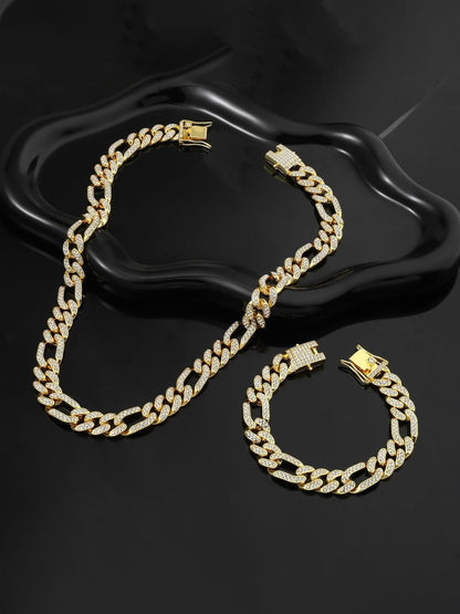 SALTY Men Stainless Steel Stone Studded Necklace With Bracelet Set