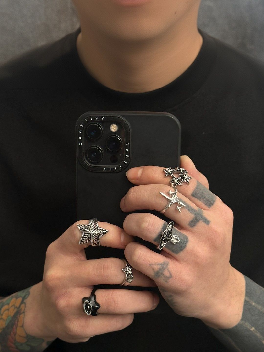 Men Set Of 6 Silver-Plated Finger Rings