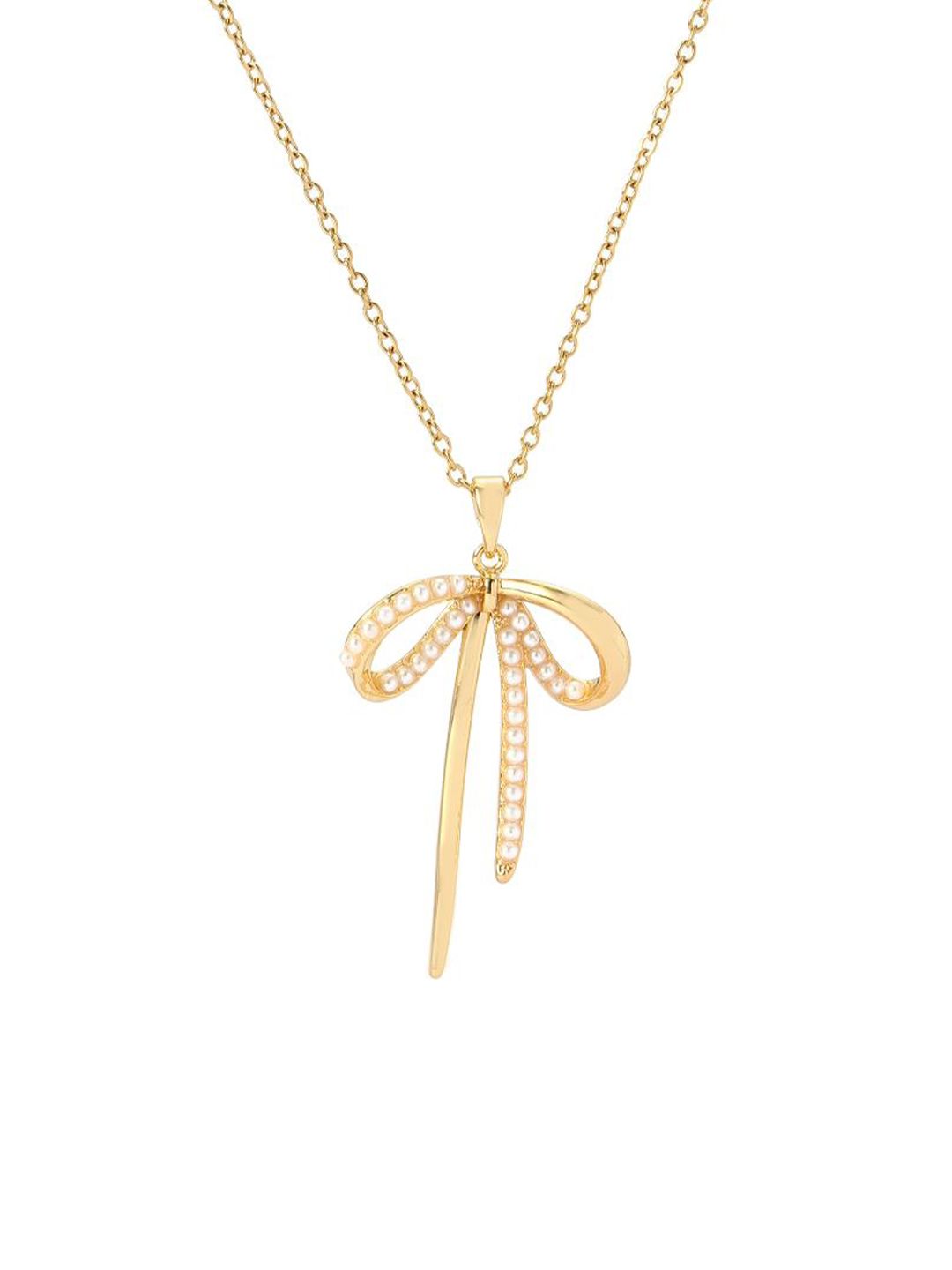 SALTY Cupids Bow Artificial Stones Studded Pendant With Chain