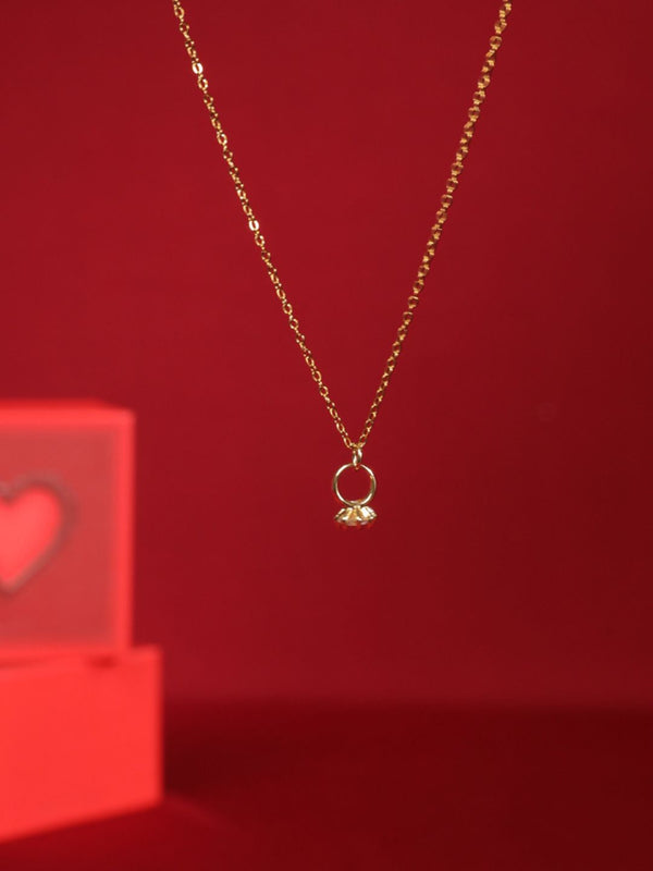 SALTY Stone Studded Stainless Steel Promise Ring Pendant & Chain Jewellery Accessories