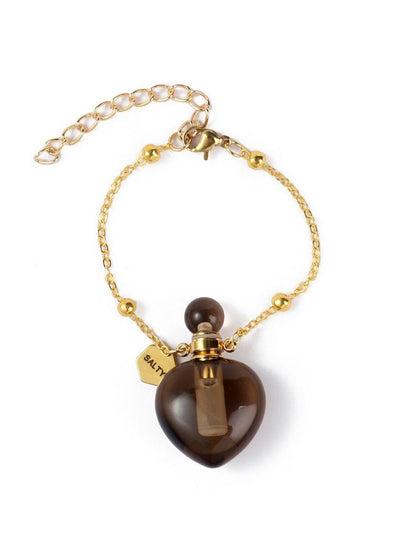 SALTY Women Smoky Quartz Perfume Bottle Charm Bracelet