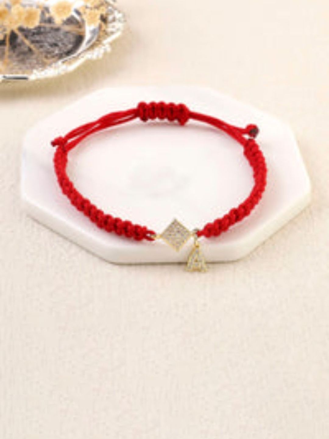 SALTY Stone Studded Thread A Initial Wraparound Bracelet