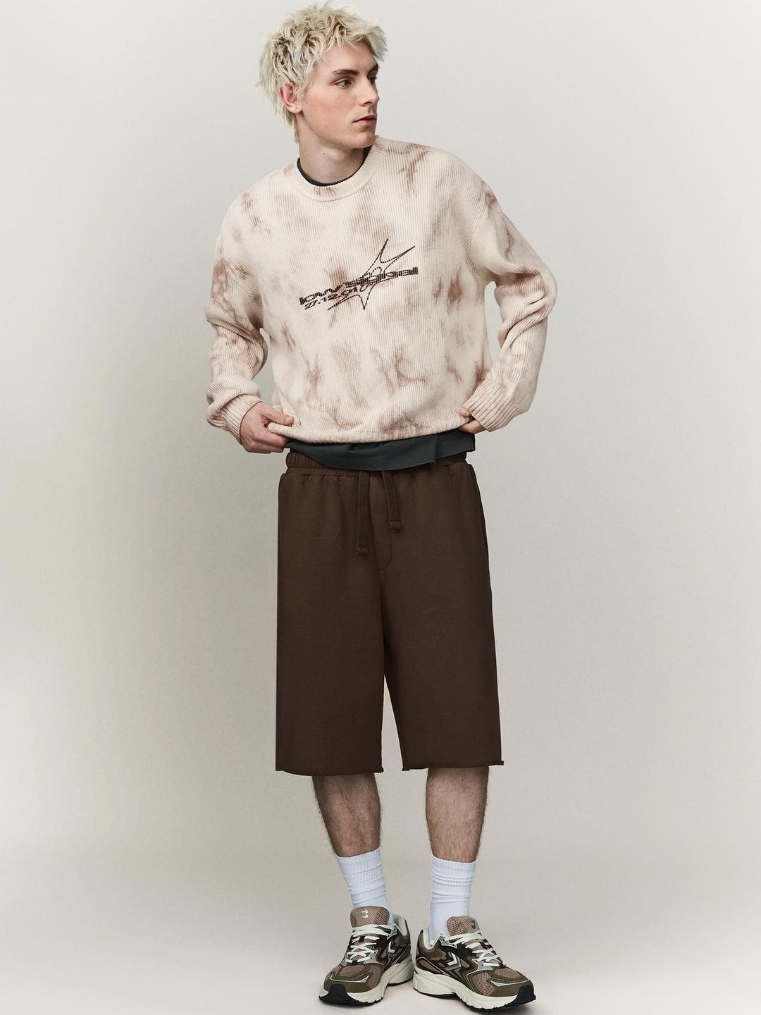 Printed round neck jumper