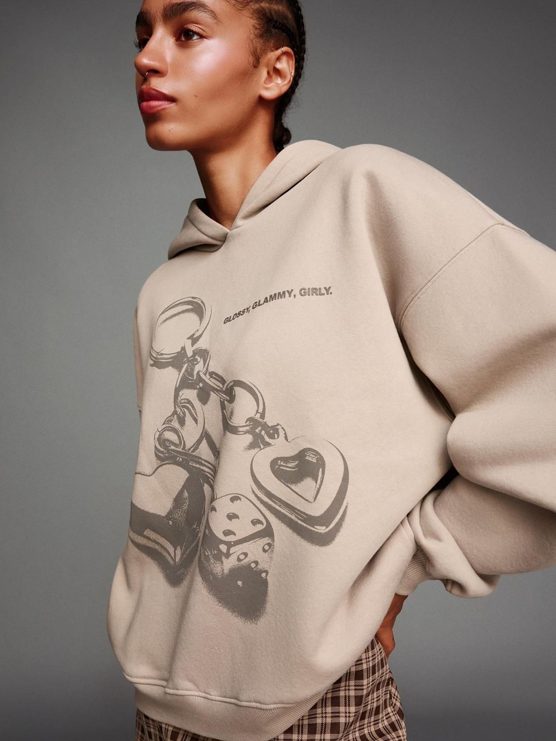 Zip-up print hoodie