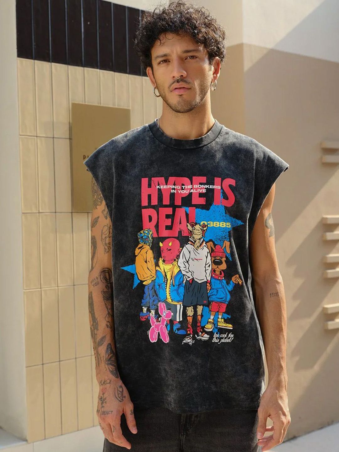 Graphic Printed Extended Sleeves Cotton T-shirt