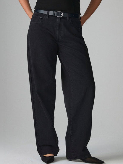 Women Classic Wide Leg Mid-Rise Light Fade Stretchable Jeans
