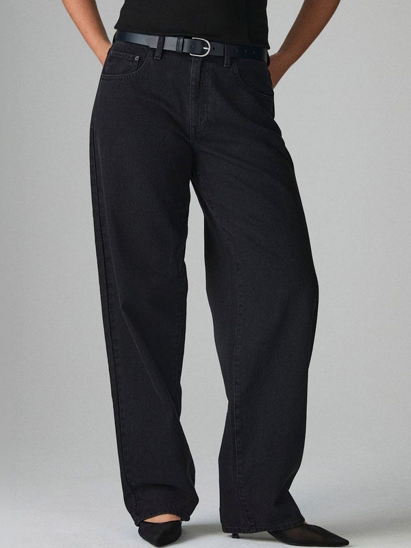 Women Classic Wide Leg Mid-Rise Light Fade Stretchable Jeans