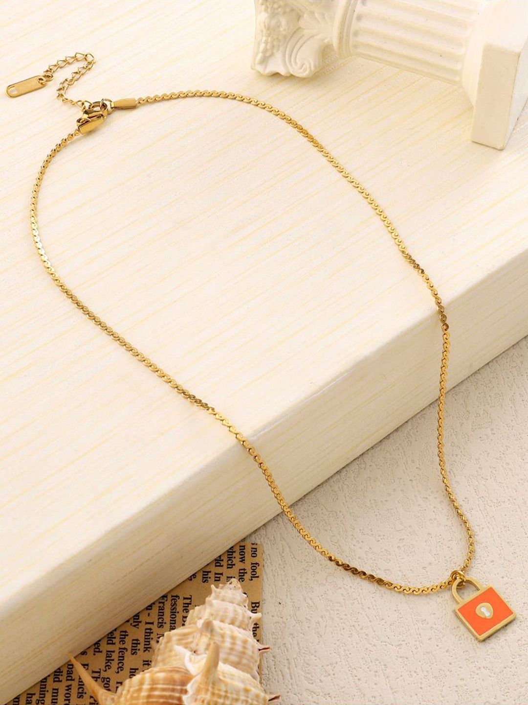 SALTY Stainless Steel Square Shaped Pendants With Chains