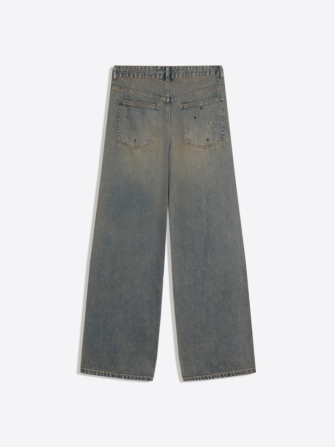 Low-Rise Studded Boyfriend Jeans