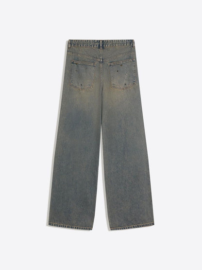 Low-Rise Studded Boyfriend Jeans