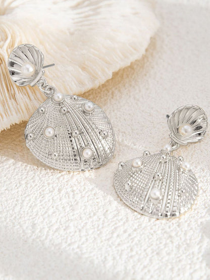 Silver Plated Artificial Beads Beaded Contemporary Drop Earrings