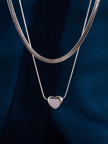 SALTY Stainless Steel Amour Heart Layered Necklace
