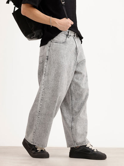 Men Baggy Mid-Rise Heavy Fade Pure Cotton Jeans