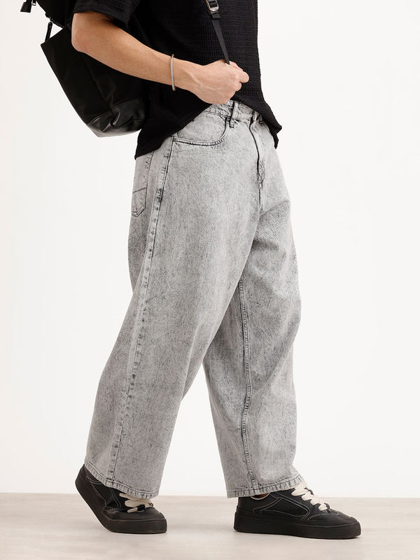 Men Baggy Mid-Rise Heavy Fade Pure Cotton Jeans