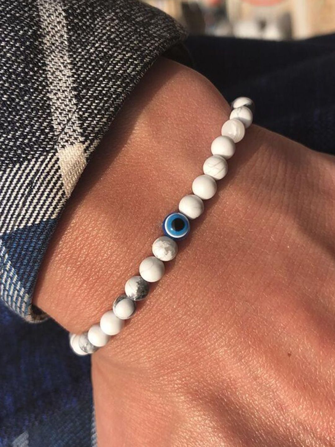 SALTY Pack of 2 Men Protective Evil Eye Natural Stone Band