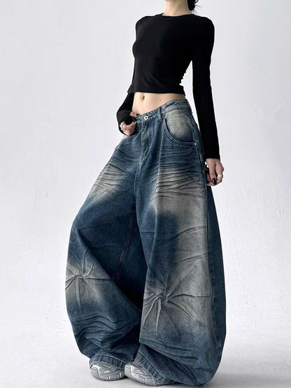 Women Wide Leg Mid-Rise Light Fade Jeans