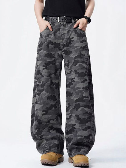 Men Wide Leg Mid-Rise Jeans