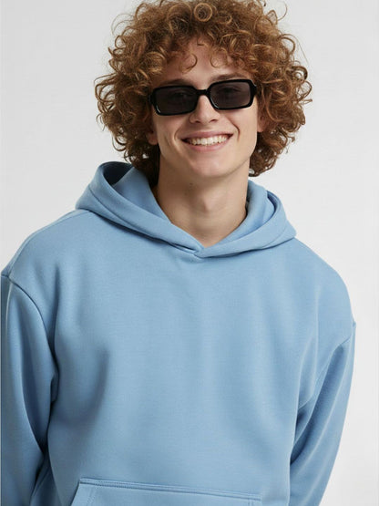 Men Solid Hooded Oversized Cotton Pullover Sweatshirts