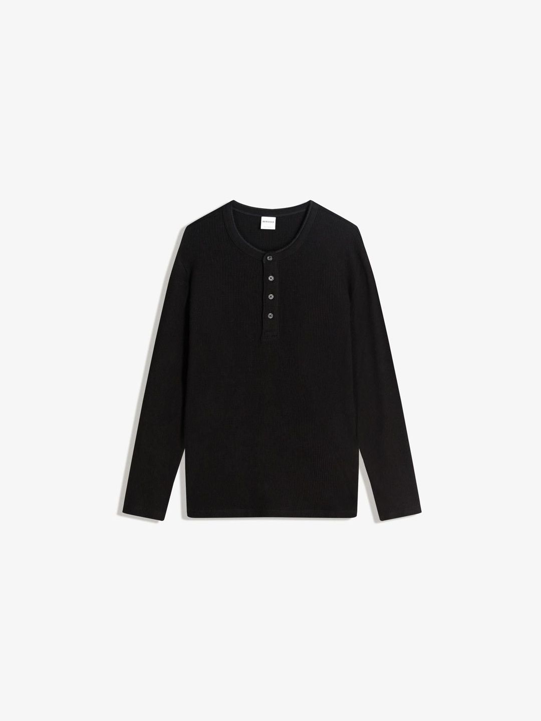 Long-sleeve slim-fit Henley collar T-shirt