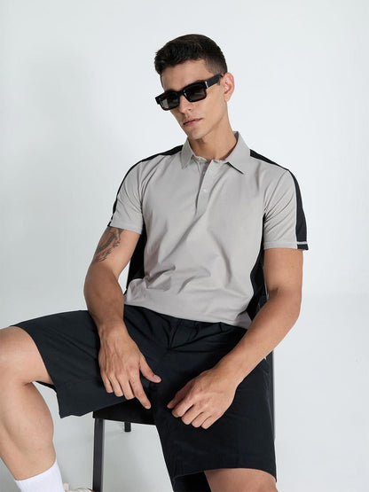Cement Contrast Bonded Polo T-shirt