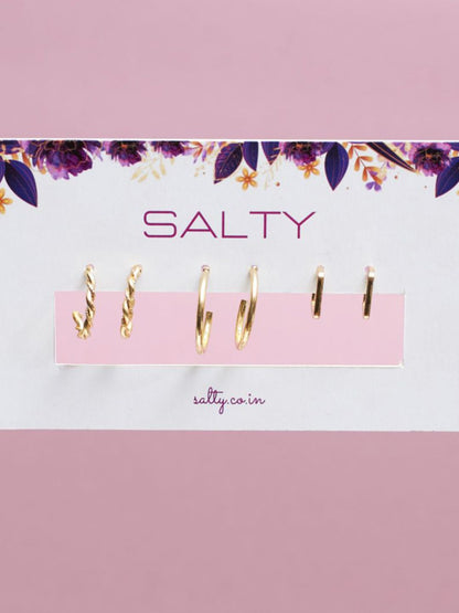 SALTY Set Of 10 Stud & Hoops Earrings