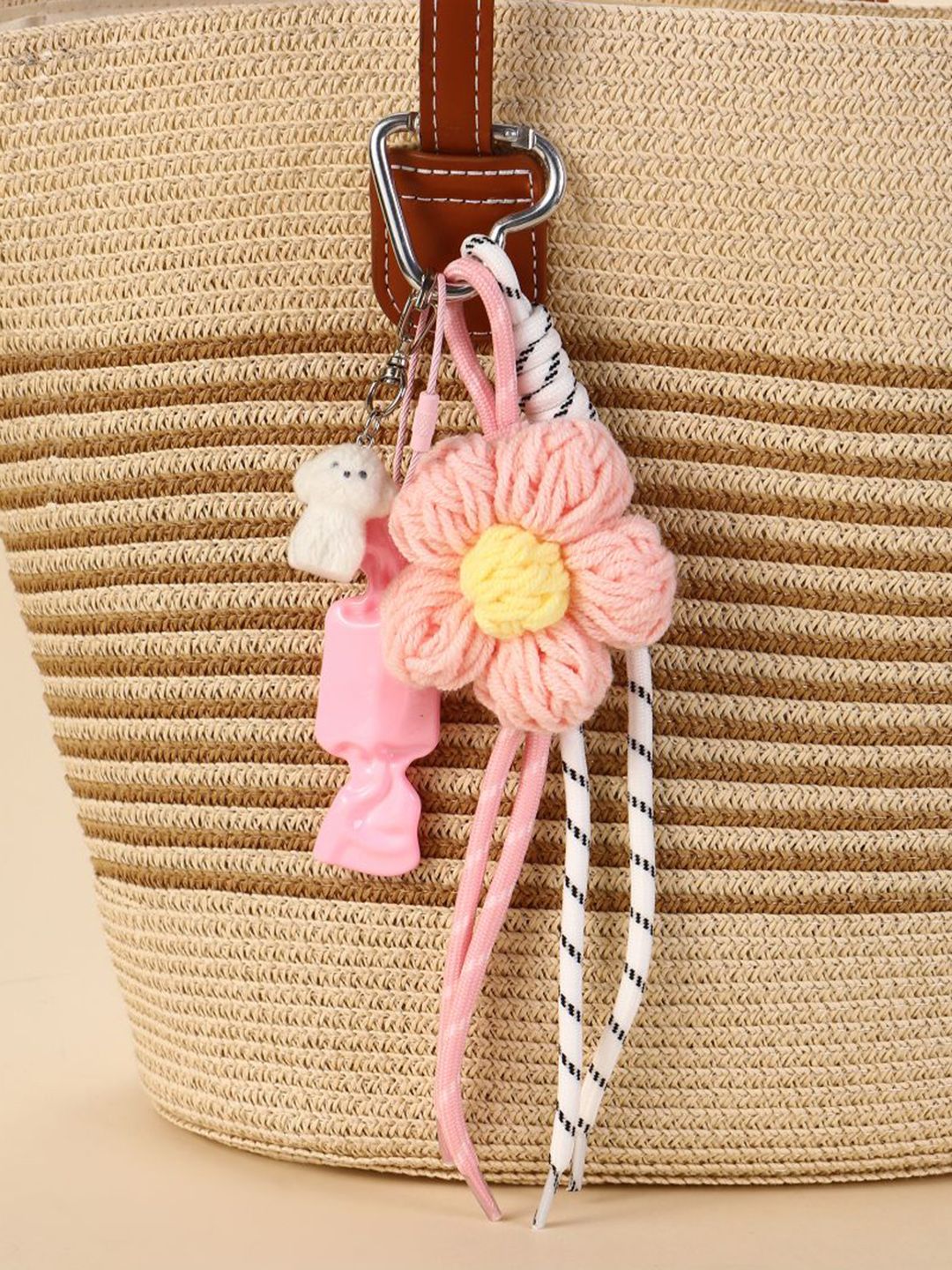 SALTY Floral Croche & White Puppy Bag Charm